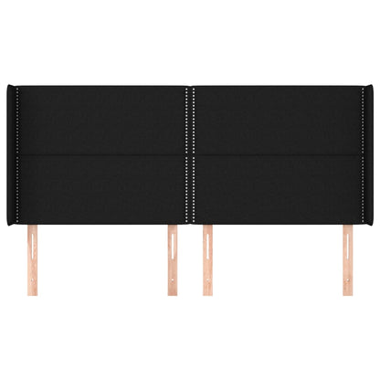 vidaXL Kopfteil mit Ohren Schwarz 163x16x118/128 cm Stoff