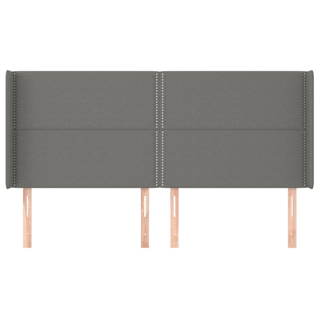 vidaXL Kopfteil mit Ohren Dunkelgrau 183x16x118/128 cm Stoff