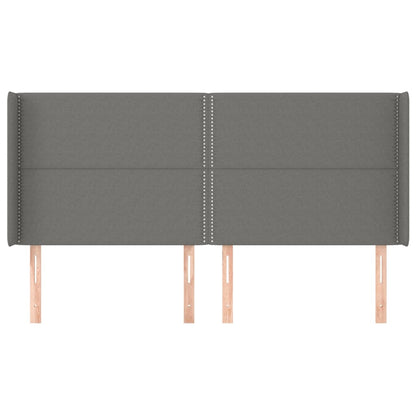 vidaXL Kopfteil mit Ohren Dunkelgrau 183x16x118/128 cm Stoff