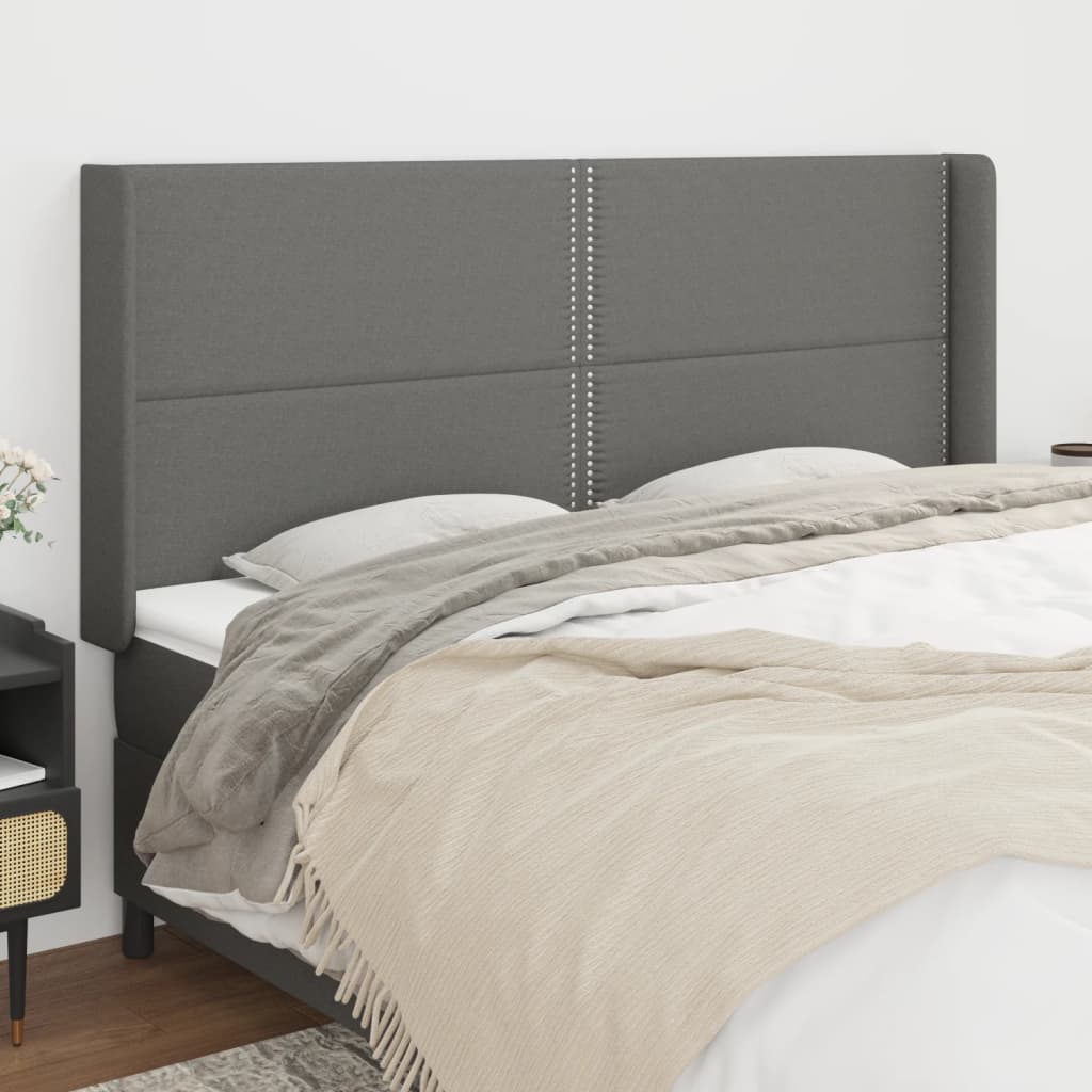 vidaXL Kopfteil mit Ohren Dunkelgrau 183x16x118/128 cm Stoff