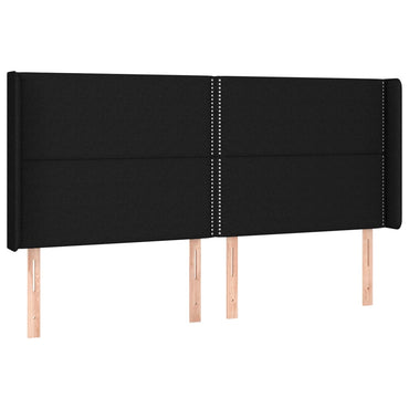 vidaXL Kopfteil mit Ohren Schwarz 183x16x118/128 cm Stoff
