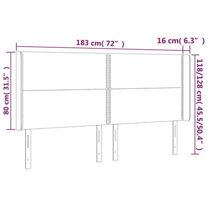 vidaXL Kopfteil mit Ohren Creme 183x16x118/128 cm Stoff