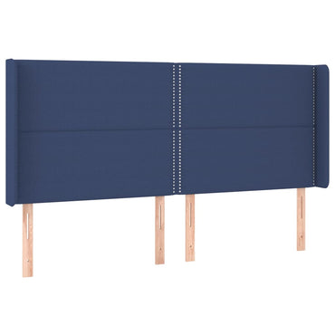 vidaXL Kopfteil mit Ohren Blau 183x16x118/128 cm Stoff