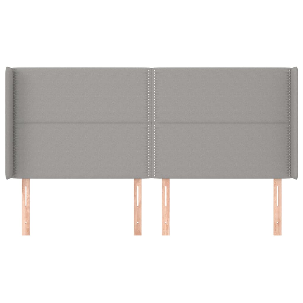 vidaXL Kopfteil mit Ohren Hellgrau 203x16x118/128 cm Stoff