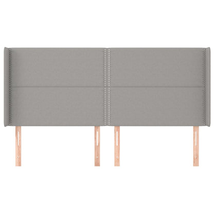vidaXL Kopfteil mit Ohren Hellgrau 203x16x118/128 cm Stoff