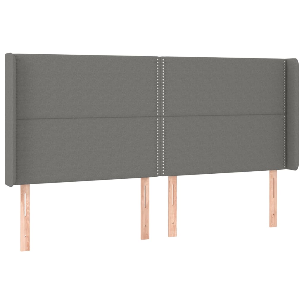 vidaXL Kopfteil mit Ohren Dunkelgrau 203x16x118/128 cm Stoff