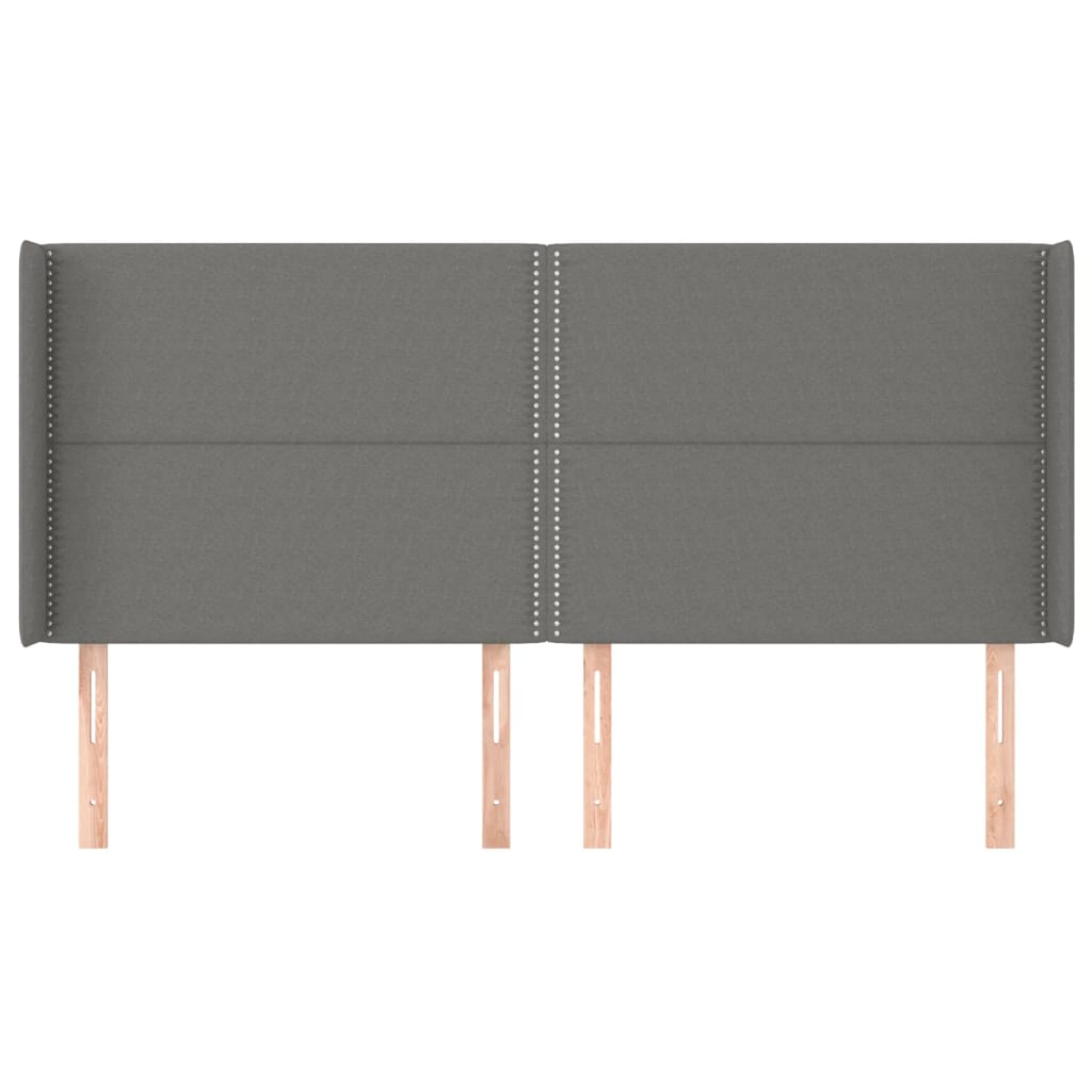vidaXL Kopfteil mit Ohren Dunkelgrau 203x16x118/128 cm Stoff