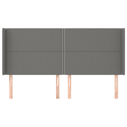 vidaXL Kopfteil mit Ohren Dunkelgrau 203x16x118/128 cm Stoff