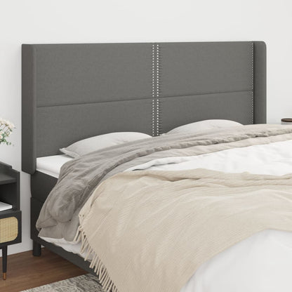 vidaXL Kopfteil mit Ohren Dunkelgrau 203x16x118/128 cm Stoff