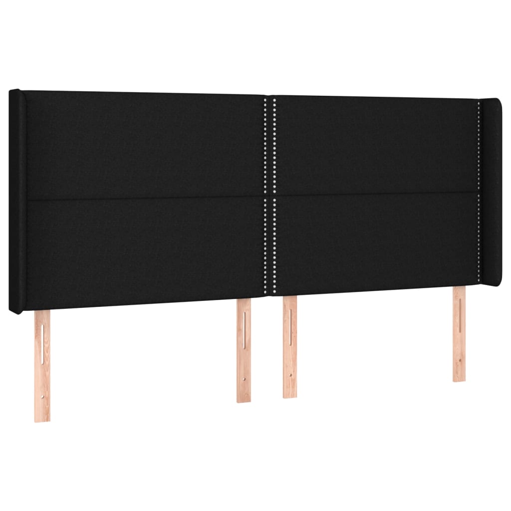 vidaXL Kopfteil mit Ohren Schwarz 203x16x118/128 cm Stoff