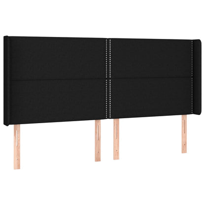 vidaXL Kopfteil mit Ohren Schwarz 203x16x118/128 cm Stoff