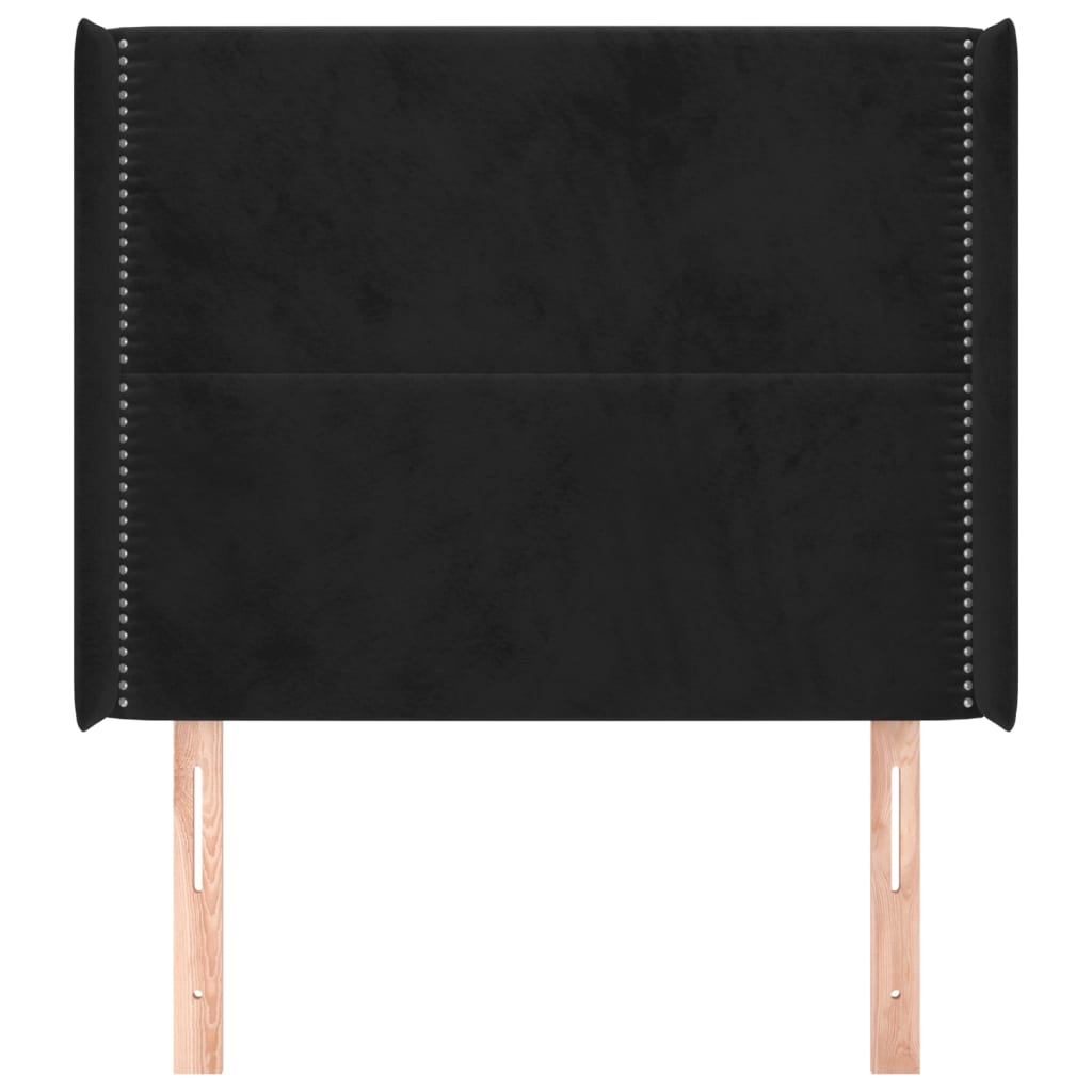 vidaXL Kopfteil mit Ohren Schwarz 83x16x118/128 cm Samt
