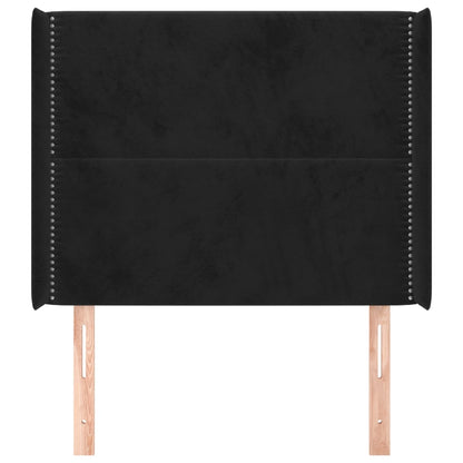 vidaXL Kopfteil mit Ohren Schwarz 83x16x118/128 cm Samt