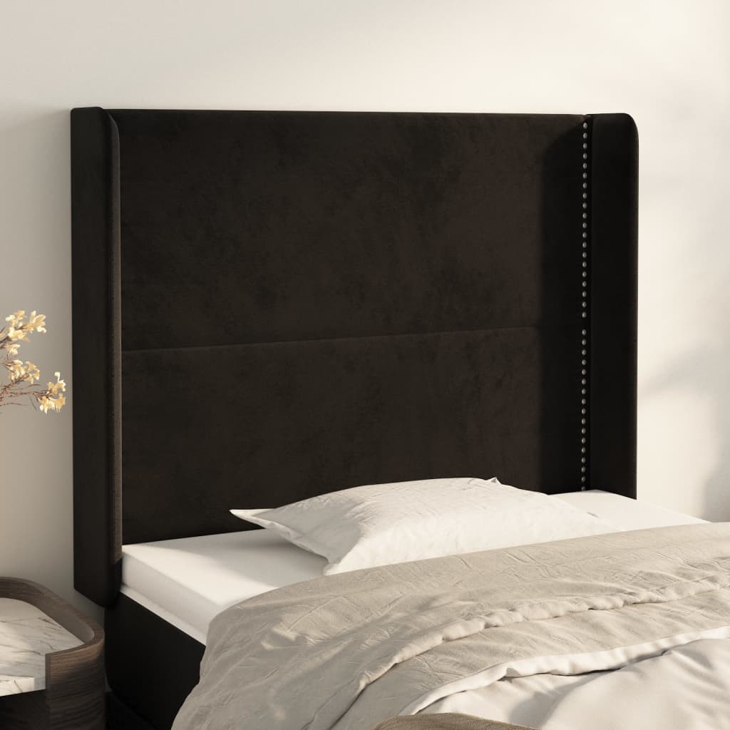 vidaXL Kopfteil mit Ohren Schwarz 83x16x118/128 cm Samt
