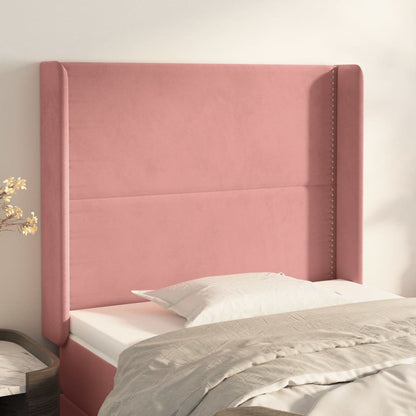 vidaXL Kopfteil mit Ohren Rosa 83x16x118/128 cm Samt