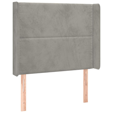 vidaXL Kopfteil mit Ohren Hellgrau 103x16x118/128 cm Samt