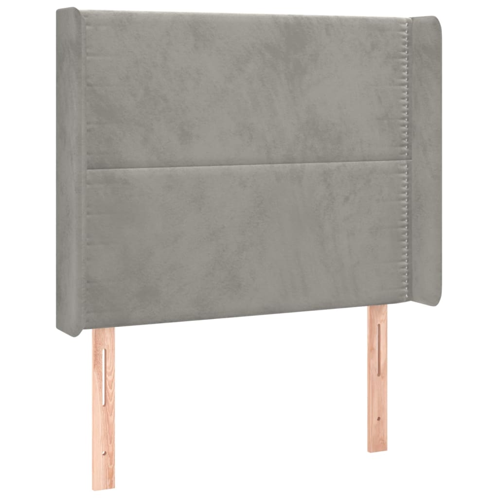 vidaXL Kopfteil mit Ohren Hellgrau 103x16x118/128 cm Samt