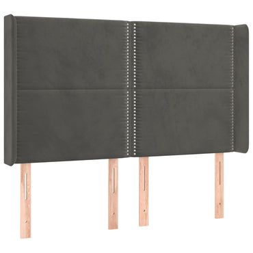 vidaXL Kopfteil mit Ohren Dunkelgrau 147x16x118/128 cm Samt