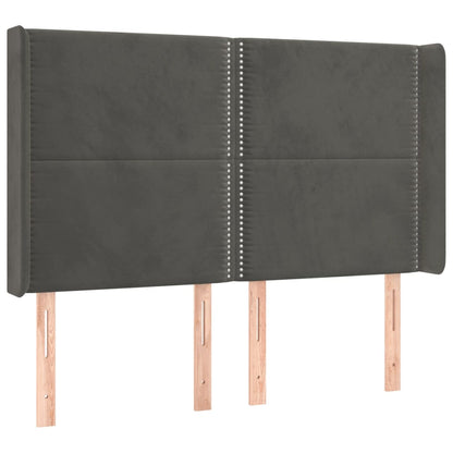 vidaXL Kopfteil mit Ohren Dunkelgrau 147x16x118/128 cm Samt