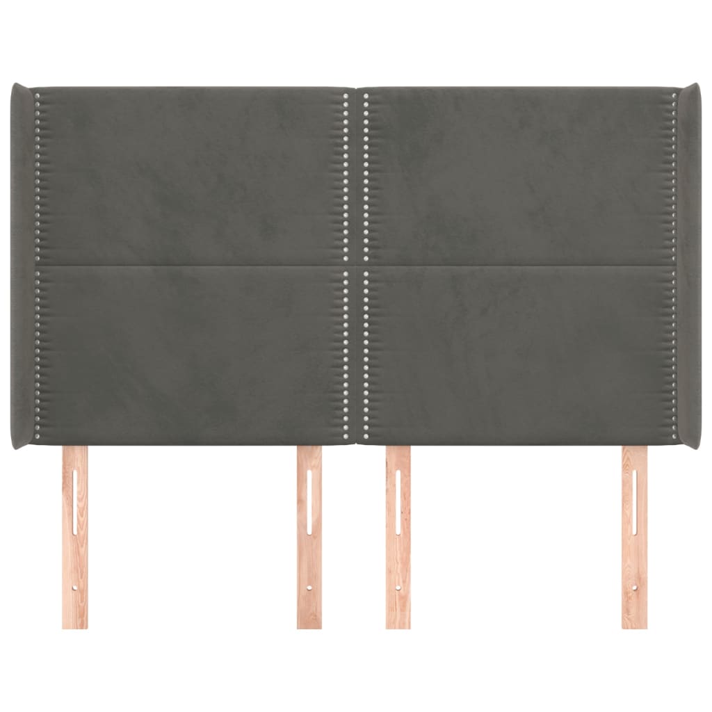 vidaXL Kopfteil mit Ohren Dunkelgrau 147x16x118/128 cm Samt