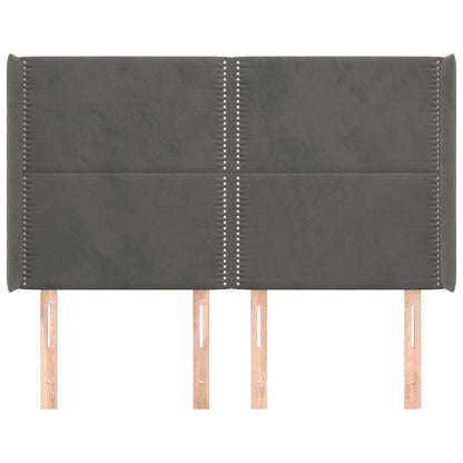vidaXL Kopfteil mit Ohren Dunkelgrau 147x16x118/128 cm Samt