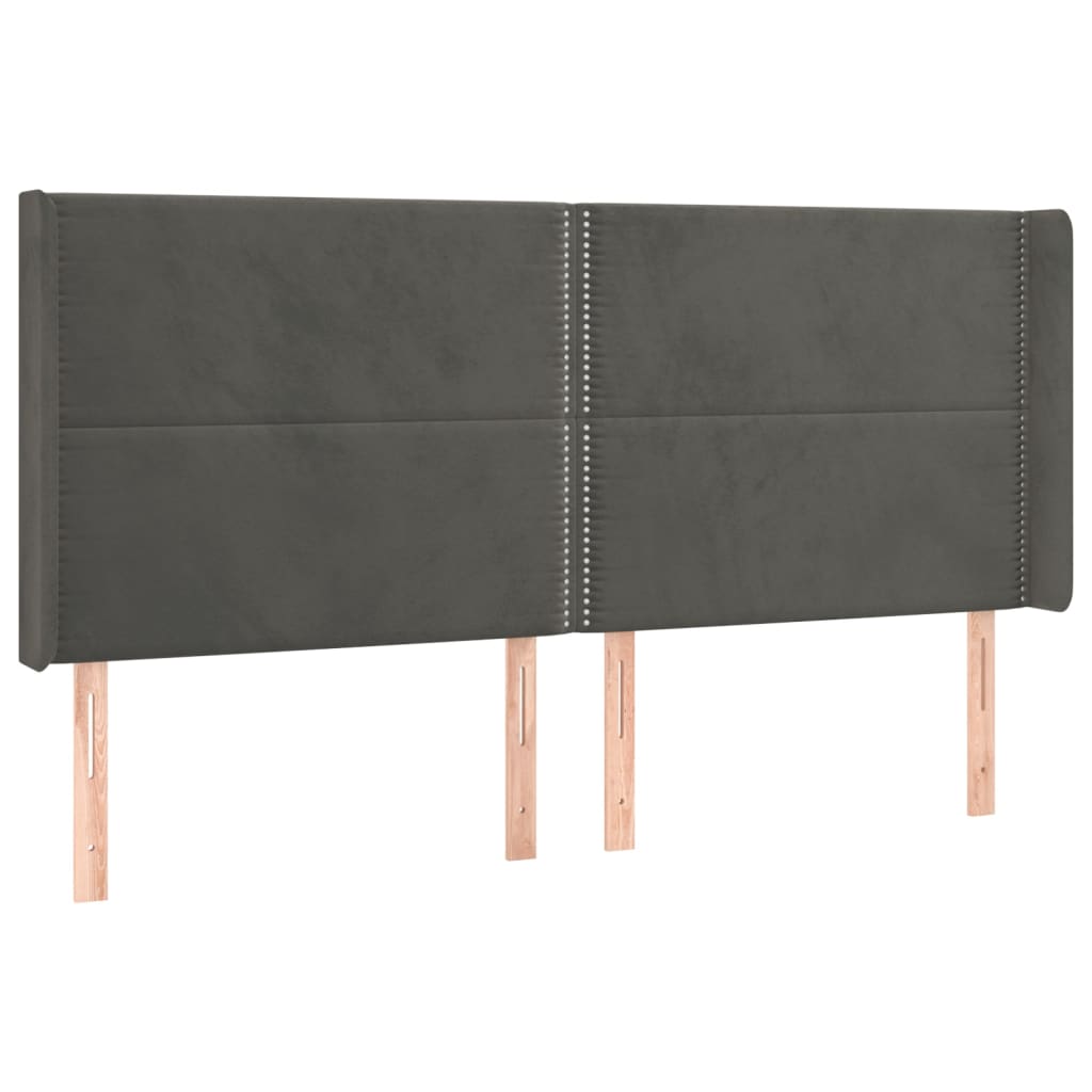 vidaXL Kopfteil mit Ohren Dunkelgrau 163x16x118/128 cm Samt