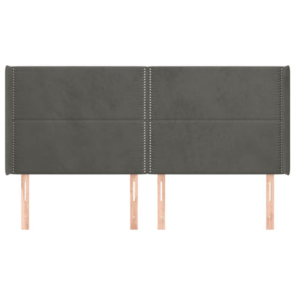 vidaXL Kopfteil mit Ohren Dunkelgrau 163x16x118/128 cm Samt