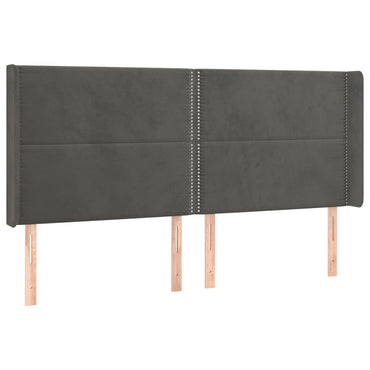 vidaXL Kopfteil mit Ohren Dunkelgrau 183x16x118/128 cm Samt