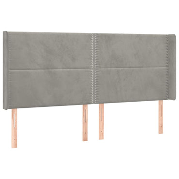 vidaXL Kopfteil mit Ohren Hellgrau 203x16x118/128 cm Samt