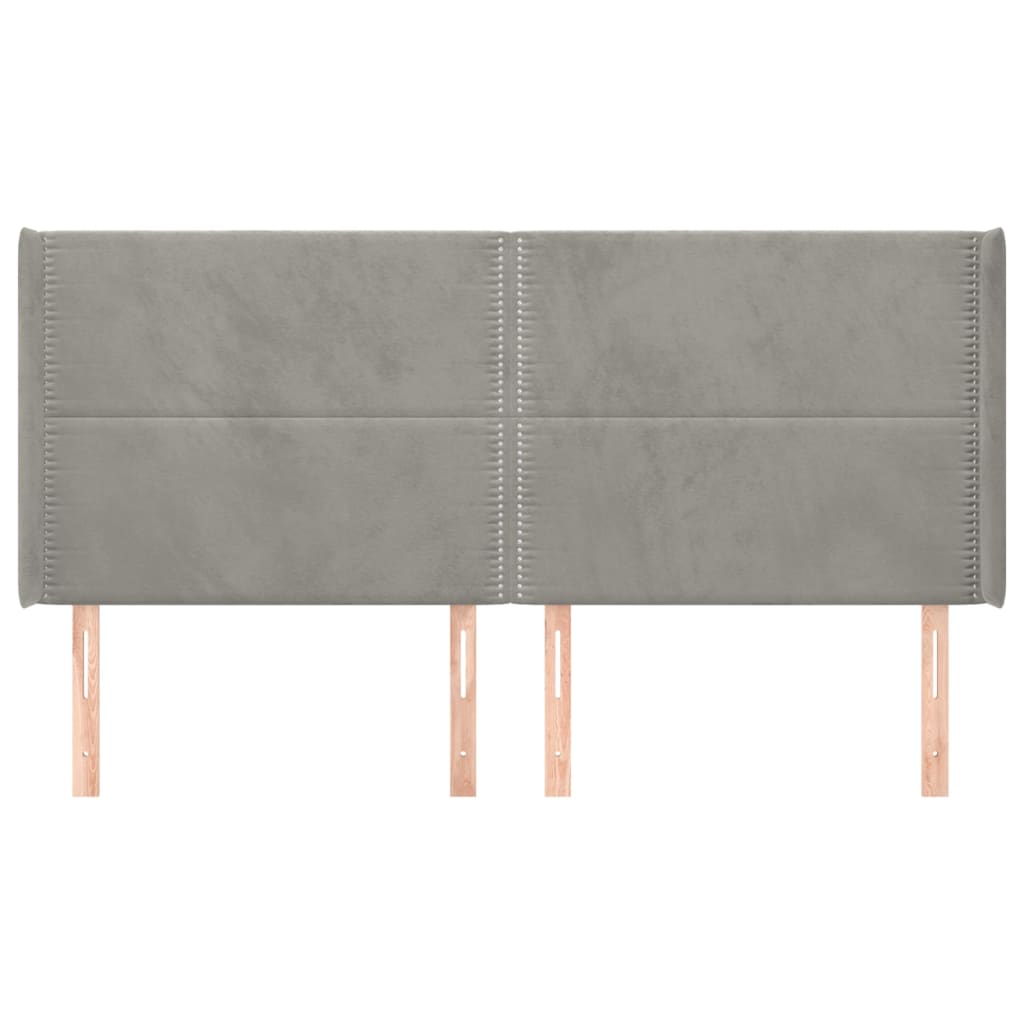 vidaXL Kopfteil mit Ohren Hellgrau 203x16x118/128 cm Samt