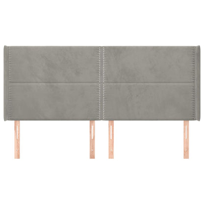 vidaXL Kopfteil mit Ohren Hellgrau 203x16x118/128 cm Samt