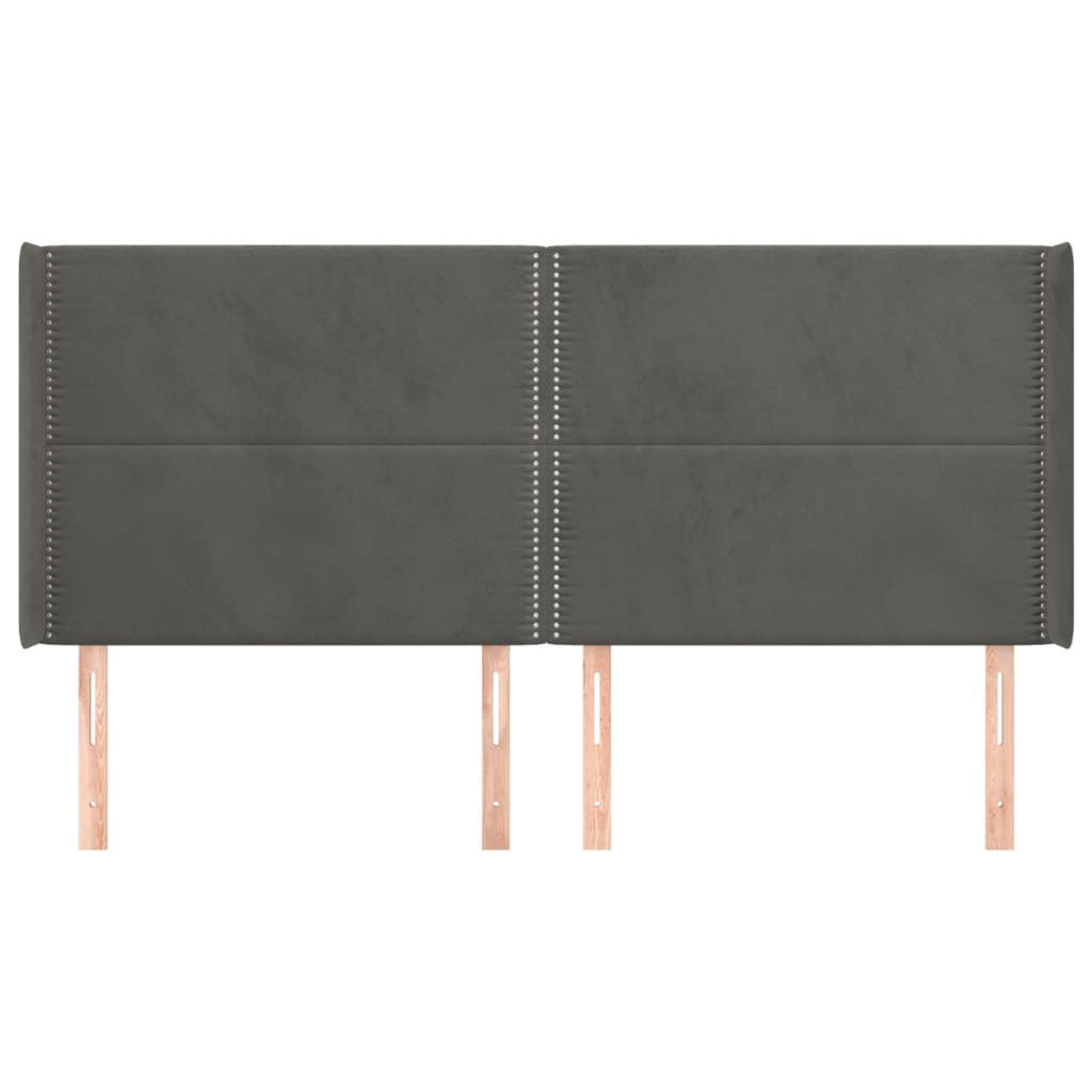 vidaXL Kopfteil mit Ohren Dunkelgrau 203x16x118/128 cm Samt