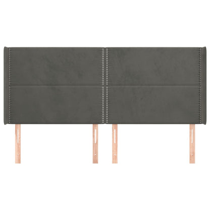 vidaXL Kopfteil mit Ohren Dunkelgrau 203x16x118/128 cm Samt