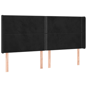 vidaXL Kopfteil mit Ohren Schwarz 203x16x118/128 cm Samt