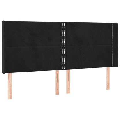 vidaXL Kopfteil mit Ohren Schwarz 203x16x118/128 cm Samt