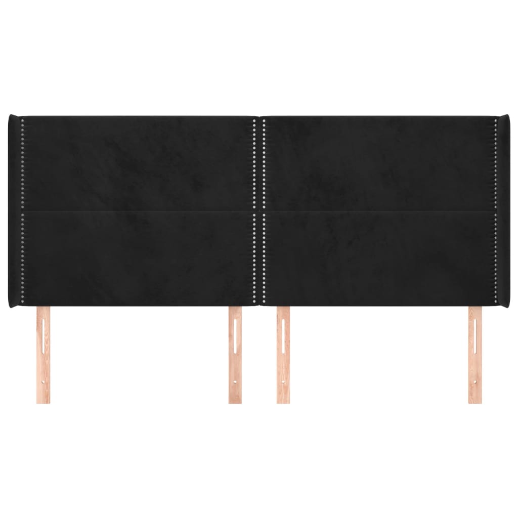 vidaXL Kopfteil mit Ohren Schwarz 203x16x118/128 cm Samt
