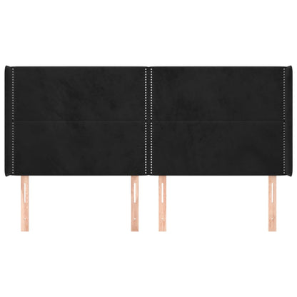 vidaXL Kopfteil mit Ohren Schwarz 203x16x118/128 cm Samt