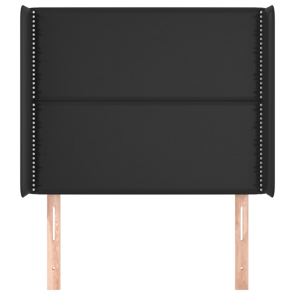 vidaXL Kopfteil mit Ohren Schwarz 93x16x118/128 cm Kunstleder