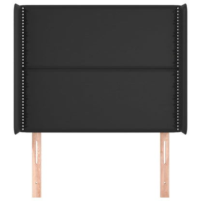 vidaXL Kopfteil mit Ohren Schwarz 93x16x118/128 cm Kunstleder
