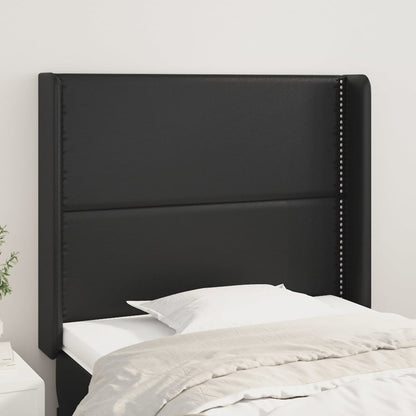 vidaXL Kopfteil mit Ohren Schwarz 93x16x118/128 cm Kunstleder