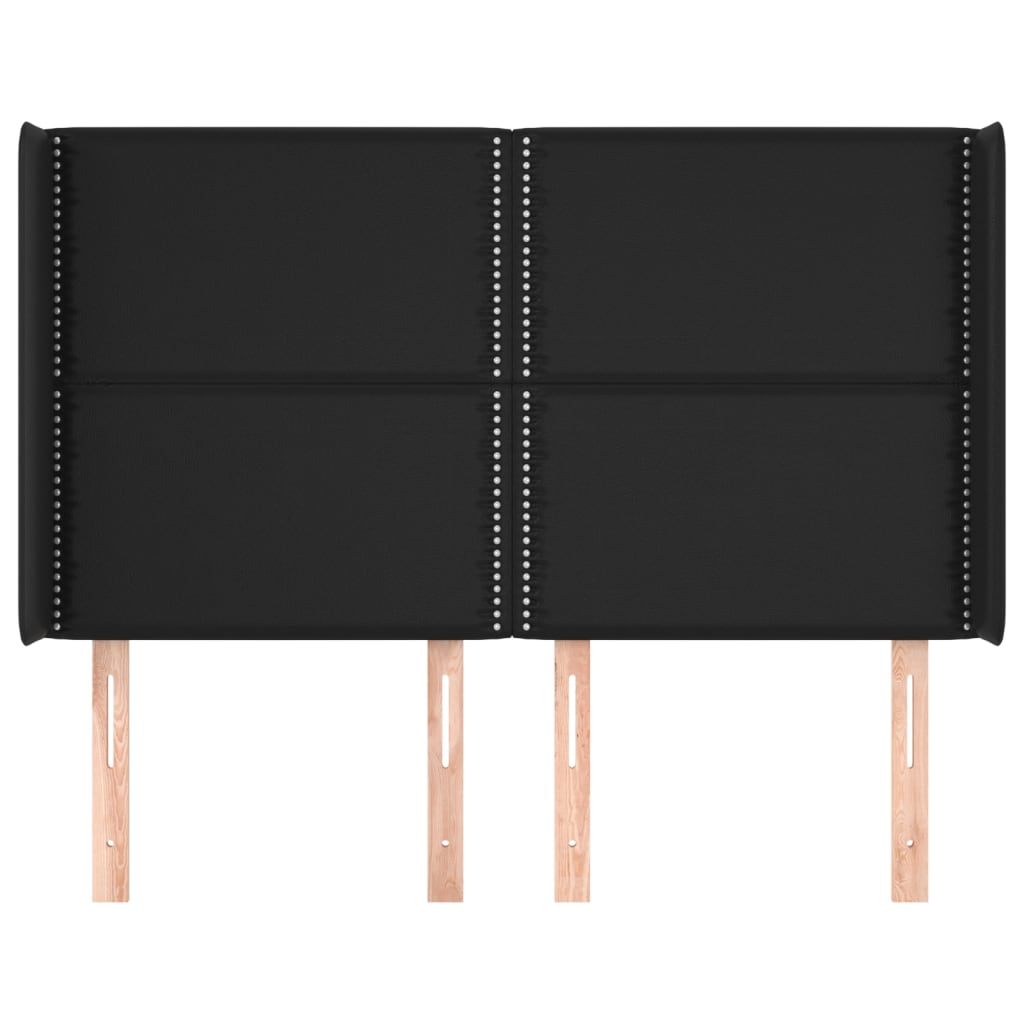 vidaXL Kopfteil mit Ohren Schwarz 147x16x118/128 cm Kunstleder