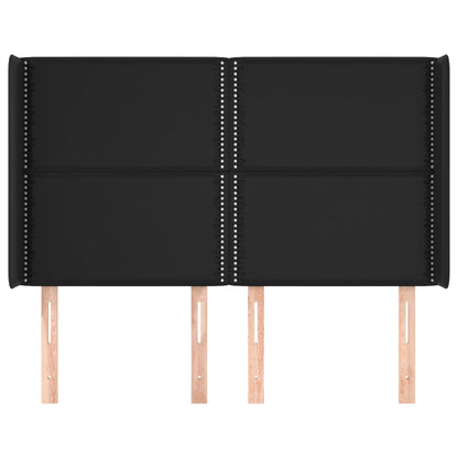 vidaXL Kopfteil mit Ohren Schwarz 147x16x118/128 cm Kunstleder