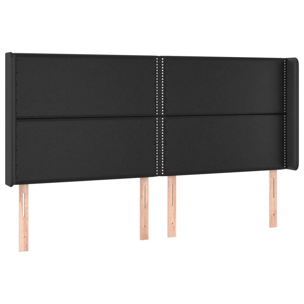 vidaXL Kopfteil mit Ohren Schwarz 183x16x118/128 cm Kunstleder