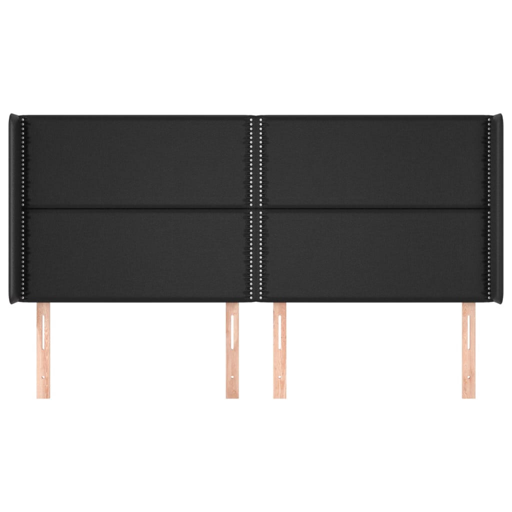 vidaXL Kopfteil mit Ohren Schwarz 183x16x118/128 cm Kunstleder