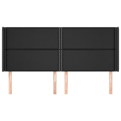 vidaXL Kopfteil mit Ohren Schwarz 183x16x118/128 cm Kunstleder