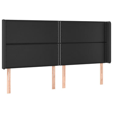 vidaXL Kopfteil mit Ohren Schwarz 203x16x118/128 cm Kunstleder