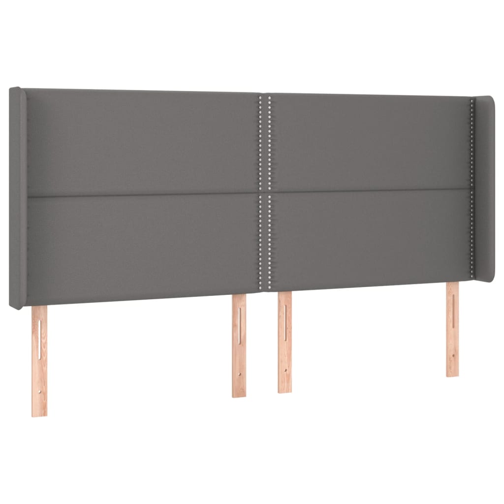 vidaXL Kopfteil mit Ohren Grau 203x16x118/128 cm Kunstleder