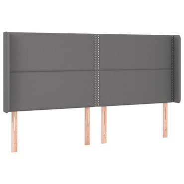 vidaXL Kopfteil mit Ohren Grau 203x16x118/128 cm Kunstleder