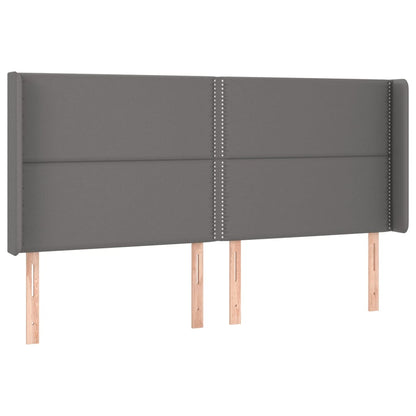 vidaXL Kopfteil mit Ohren Grau 203x16x118/128 cm Kunstleder