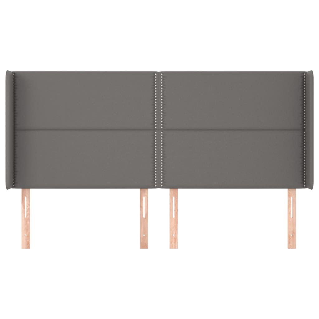 vidaXL Kopfteil mit Ohren Grau 203x16x118/128 cm Kunstleder